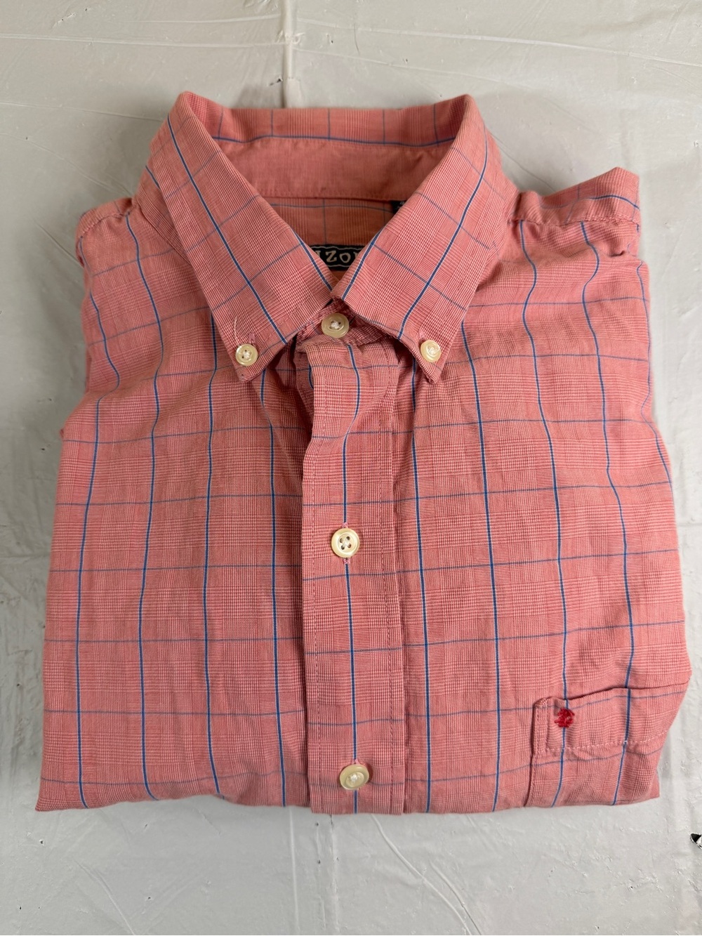 Izod Pink Plaid Button-Down Shirt with Blue Windowpane